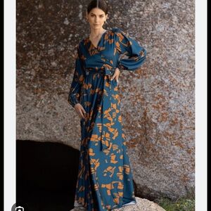 Diarrablu Marieme Long Sleeve Wrap
Dress In Gyraf Blue Print XL